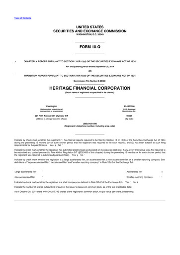 Thumbnail Heritage Financial 10-Q Quarterly Report FY2014 