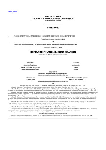 Thumbnail Heritage Financial 10-K Annual Report 2015