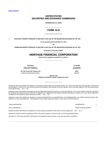 Thumbnail Heritage Financial 10-Q Quarterly Report FY2016 