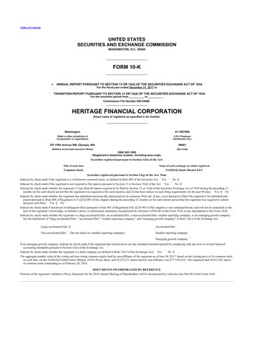 Thumbnail Heritage Financial 10-K Annual Report 2017