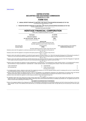 Thumbnail Heritage Financial 10-K Annual Report 2020