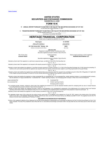 Thumbnail Heritage Financial 10-K Annual Report 2021