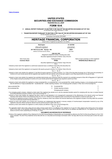 Thumbnail Heritage Financial 10-K Annual Report 2022