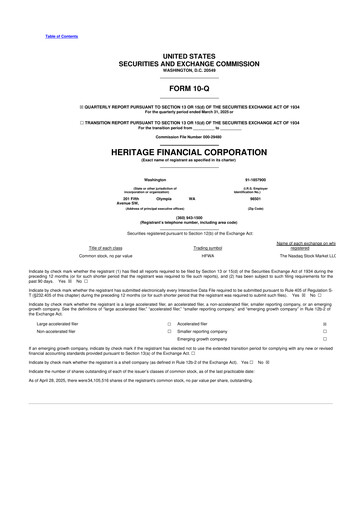 Thumbnail Heritage Financial 10-Q Quarterly Report FY2025 