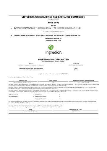 Thumbnail Ingredion 10-Q Quarterly Report FY2024 