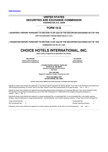 Thumbnail Choice Hotels International 10-Q Quarterly Report FY2013 