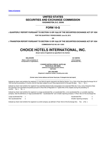 Thumbnail Choice Hotels International 10-Q Quarterly Report FY2013 