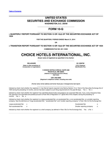 Thumbnail Choice Hotels International 10-Q Quarterly Report FY2014 