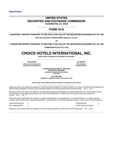 Thumbnail Choice Hotels International 10-Q Quarterly Report FY2014 