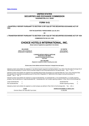 Thumbnail Choice Hotels International 10-Q Quarterly Report FY2015 