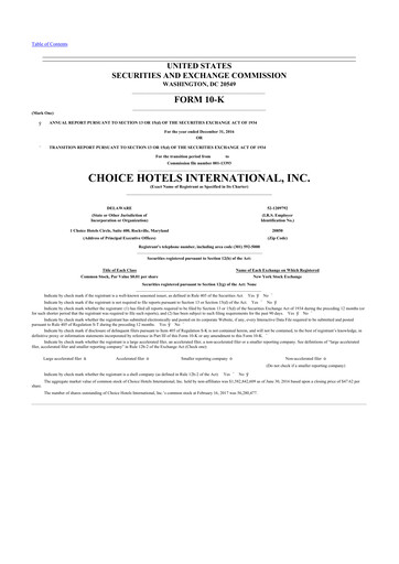 Thumbnail Choice Hotels International 10-K Annual Report 2016