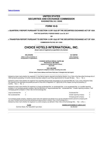 Thumbnail Choice Hotels International 10-Q Quarterly Report FY2017 