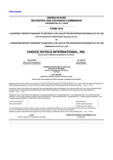Thumbnail Choice Hotels International 10-Q Quarterly Report FY2017 
