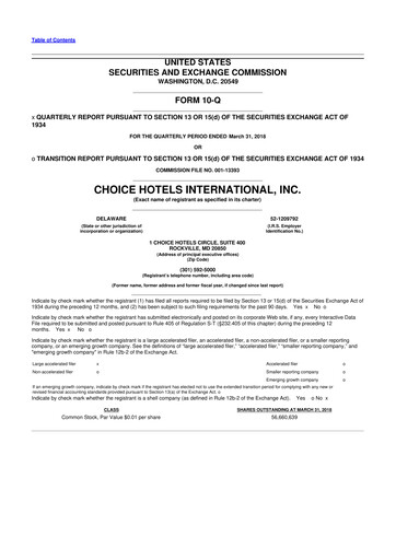 Thumbnail Choice Hotels International 10-Q Quarterly Report FY2018 