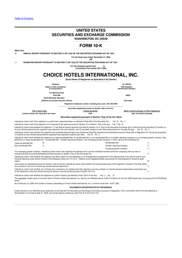 Thumbnail Choice Hotels International 10-K Annual Report 2025
