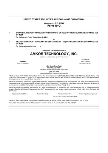 Vorschaubild Amkor Technology
 10-Q Quartalsbericht 2014 