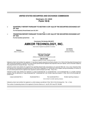 Vorschaubild Amkor Technology
 10-Q Quartalsbericht 2014 
