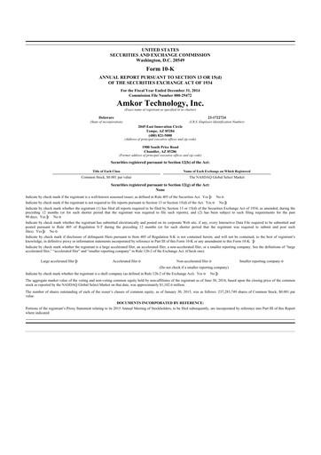 Thumbnail Amkor Technology
 10-K Annual Report 2014