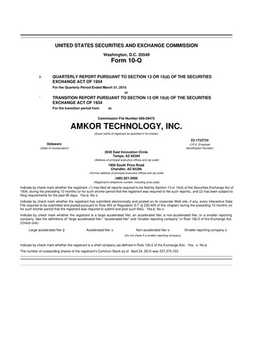 Vorschaubild Amkor Technology
 10-Q Quartalsbericht 2015 