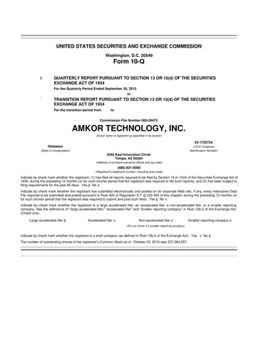 Vorschaubild Amkor Technology
 10-Q Quartalsbericht 2015 