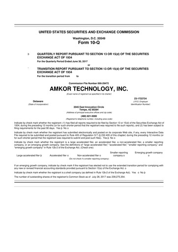 Vorschaubild Amkor Technology
 10-Q Quartalsbericht 2017 