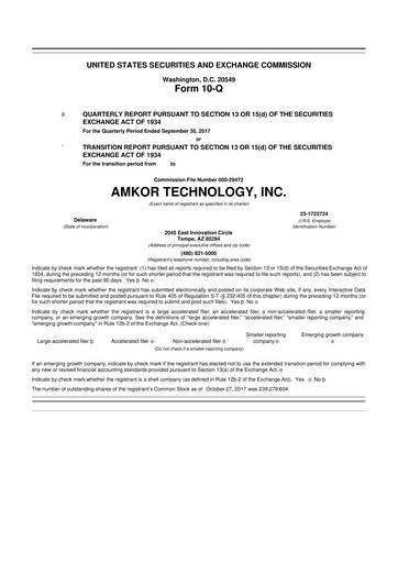Vorschaubild Amkor Technology
 10-Q Quartalsbericht 2017 