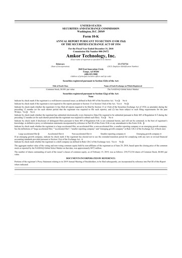 Thumbnail Amkor Technology
 10-K Annual Report 2018