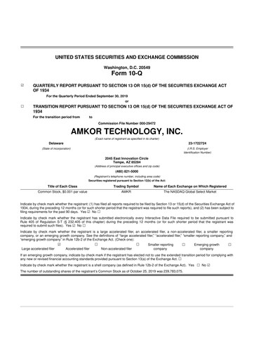 Vorschaubild Amkor Technology
 10-Q Quartalsbericht 2019 