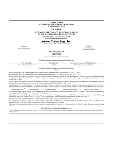 Thumbnail Amkor Technology
 10-K Annual Report 2020