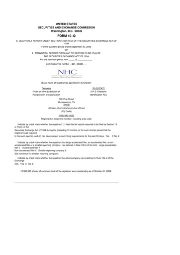 Thumbnail National Healthcare
 10-Q Quarterly Report FY 