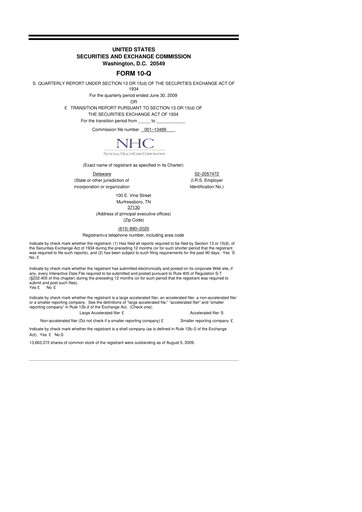 Thumbnail National Healthcare
 10-Q Quarterly Report FY 