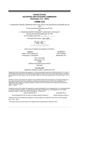 Thumbnail National Healthcare
 10-Q Quarterly Report FY 