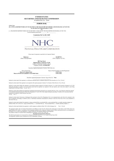 Thumbnail National Healthcare
 10-K Annual Report 