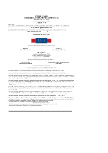 Thumbnail National Healthcare
 10-K Annual Report 2015