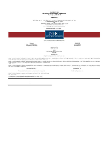 Thumbnail National Healthcare
 10-Q Quarterly Report FY2016 