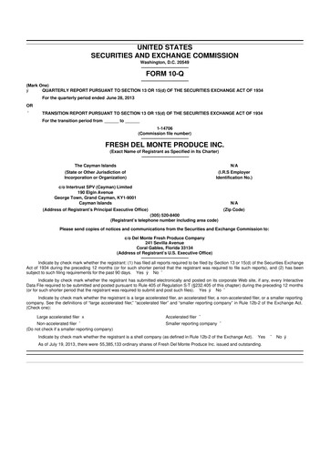 Vorschaubild Fresh Del Monte Produce
 10-Q Quartalsbericht 2013 