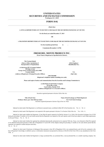 Thumbnail Fresh Del Monte Produce
 10-K Annual Report 2013