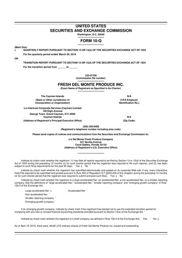Vorschaubild Fresh Del Monte Produce
 10-Q Quartalsbericht 2019 