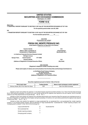 Vorschaubild Fresh Del Monte Produce
 10-Q Quartalsbericht 2020 