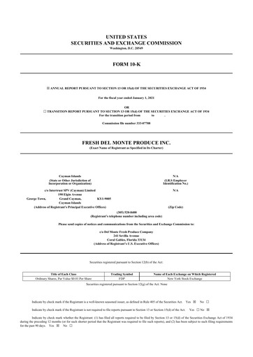 Thumbnail Fresh Del Monte Produce
 10-K Annual Report 2020