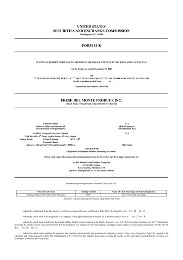 Thumbnail Fresh Del Monte Produce
 10-K Annual Report 2023