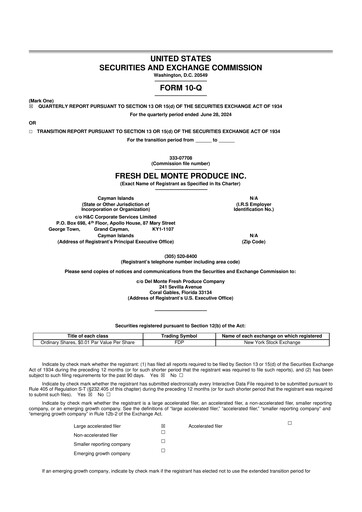 Vorschaubild Fresh Del Monte Produce
 10-Q Quartalsbericht 2024 