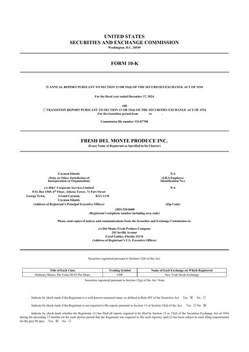 Thumbnail Fresh Del Monte Produce
 10-K Annual Report 2024