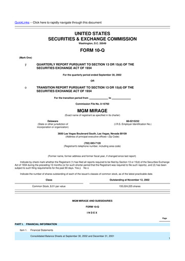 Thumbnail MGM Resorts

 10-Q Quarterly Report FY 