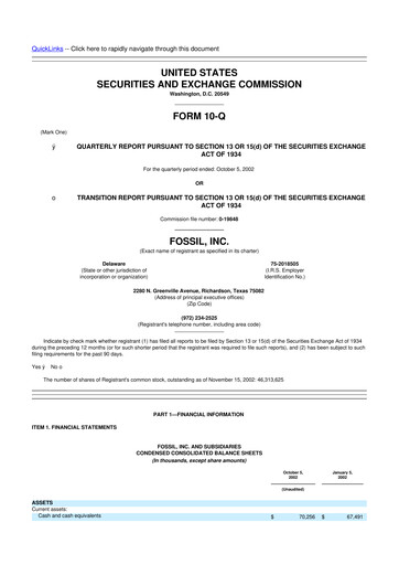 Thumbnail Fossil Group 10-Q Quarterly Report FY 