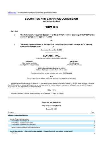 Thumbnail Copart
 10-Q Quarterly Report FY 
