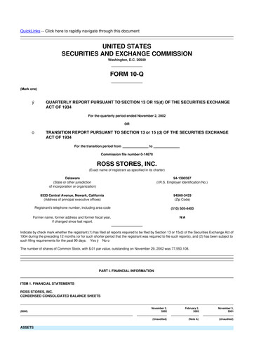 Vorschaubild Ross Stores 10-Q Quartalsbericht  