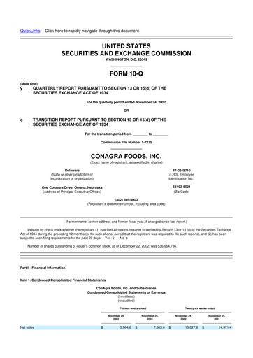 Thumbnail Conagra Brands
 10-Q Quarterly Report FY 