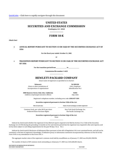 Thumbnail HP 10-K Annual Report 