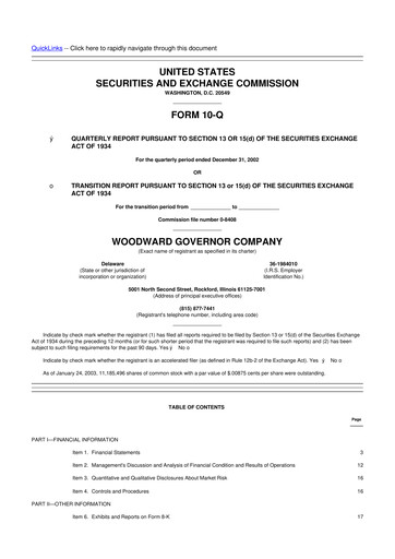 Thumbnail Woodward 10-Q Quarterly Report FY 